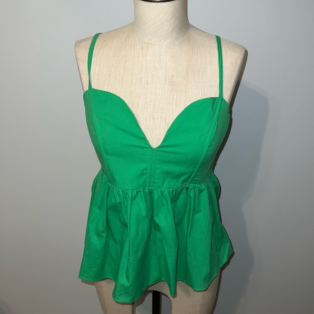 Newbury Kustom Green Peplum Tank Top Size Medium